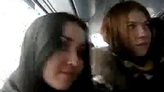 Russian girls Sheikha Helter-Skelter stunt men strangers at the bottom of the bus