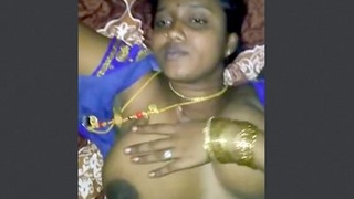 Indian wife gives a sensual blowjob to her husband in the dark