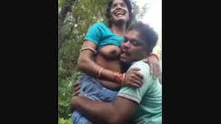 Indian mature couple's playful sex in the wilderness