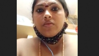 Elderly wife talks on video call with her partner