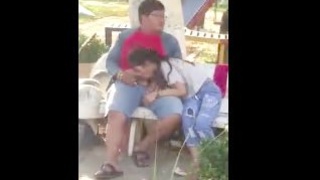 Young university woman discovered performing oral sex in an outdoor public area