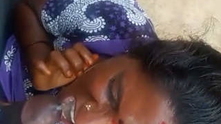 A South Indian wife receives semen in her mouth in a short video