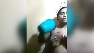 Lush-breasted Tamil wife selfies nude episode in the bathroom