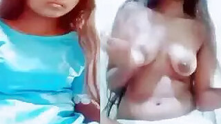 A beautiful girl gets naked while showing off to her lover