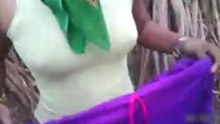 Village girl engages in oral and sexual activities outdoors