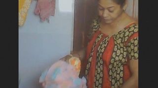 Elderly aunt prepares for a soothing bath