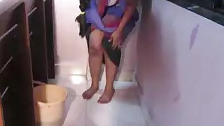 Desi Maid's Huge Boobs While Cleaning the House...