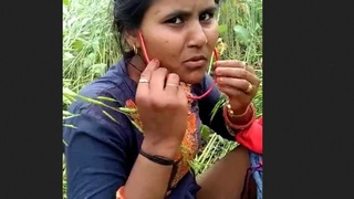 Marged, a village girl, stars in outdoor jungle clips