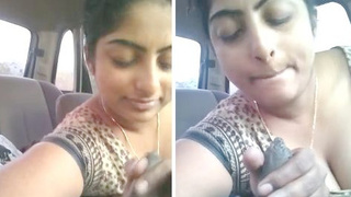 Indian girl gives oral pleasure to her boss in a car